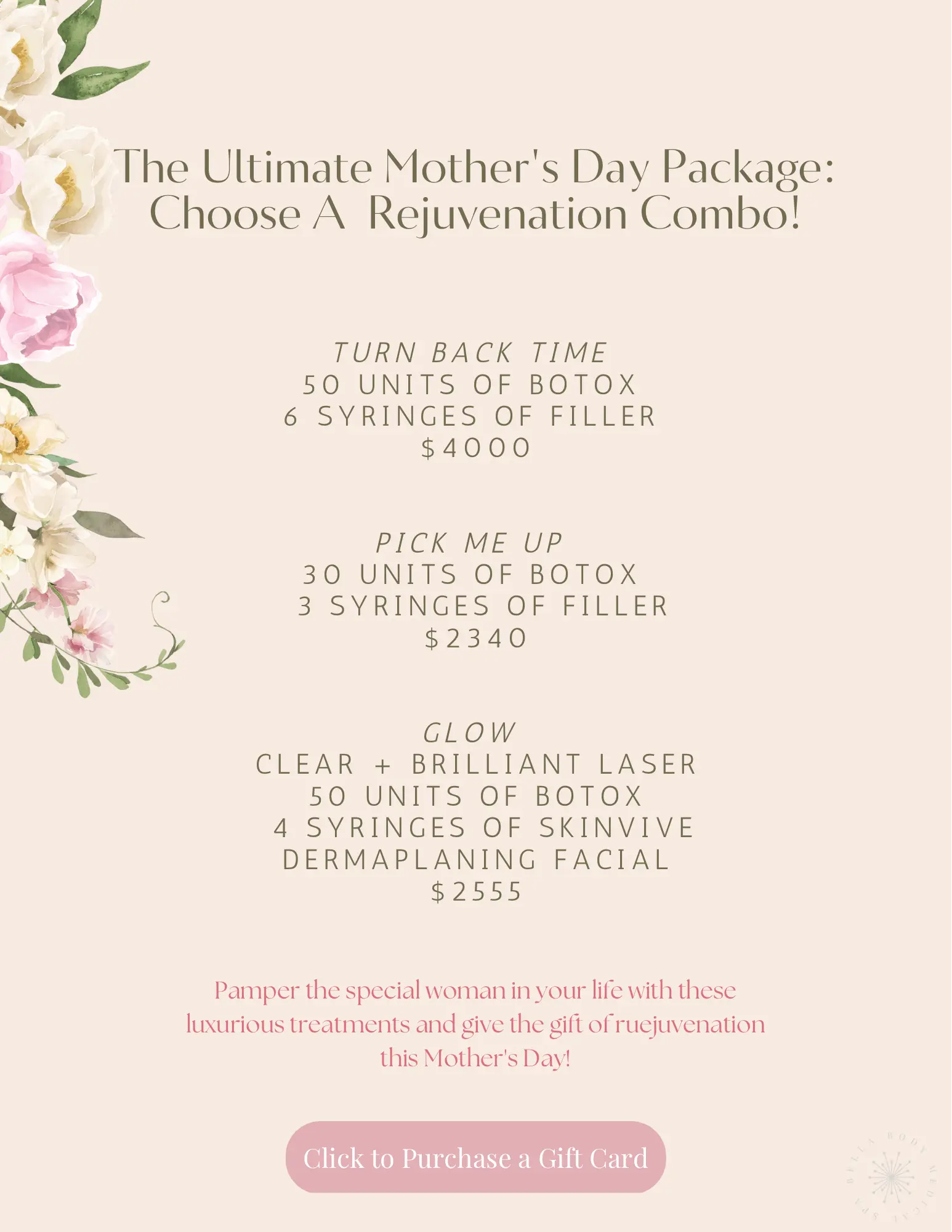 Bella Body Medical Spa Mothers Day Package